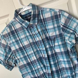 Apt 9 blue and white slim fit plaid shirt
